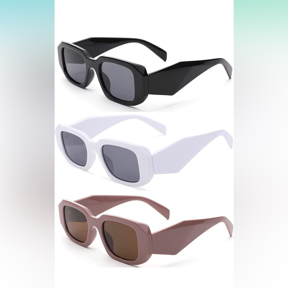 COASION Retro 90s Rectangle Sunglasses Vintage Small Square Frame
